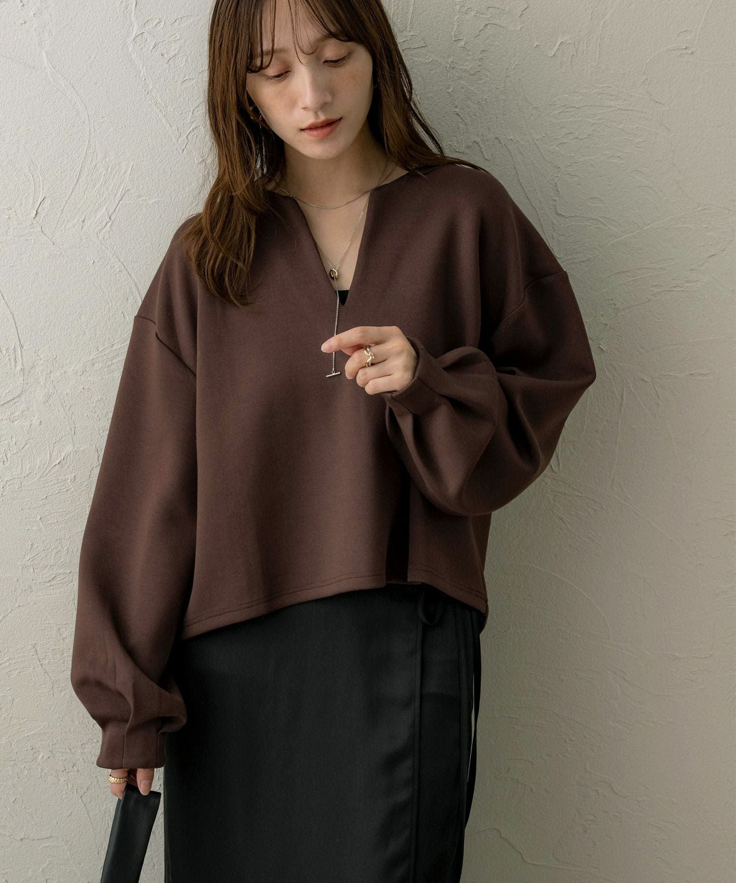 キーネックダンボールニットトップス《accoさんコラボ》 | NOAHL