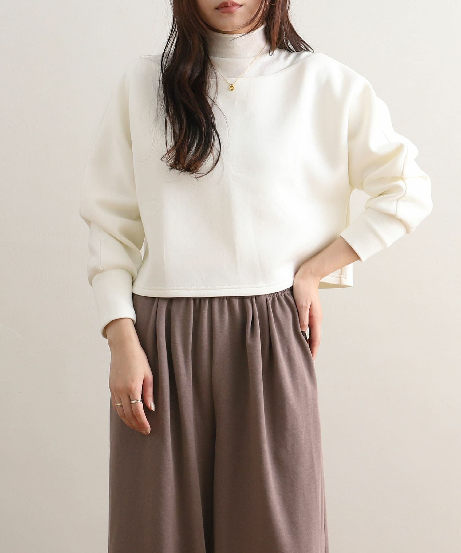 新品 ameri vintage パールオフショルダートップス 似合わせ＆着痩せのプロはらちゃんコラボ】A：ダンボールニットオフ