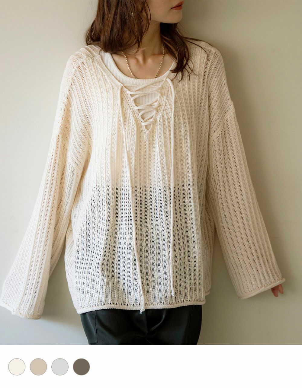 nowos レースアップニット nowos - Hockey Jersey / レースアップカットソー / ブラック