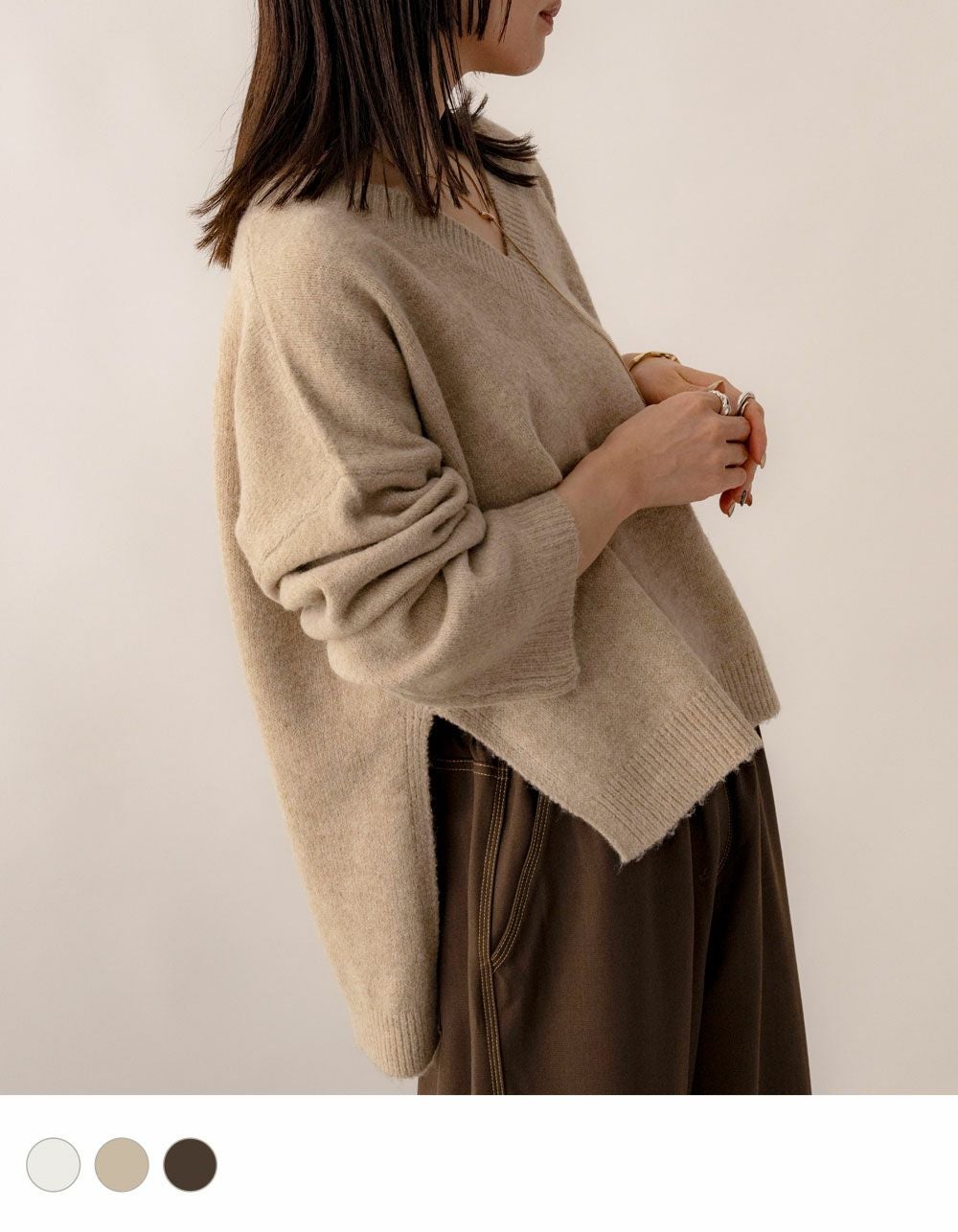 phlannel Ｖネック スリットニット Vネックスリットニットプルオーバー: AVENIRETOILE公式通販｜m-i-d e