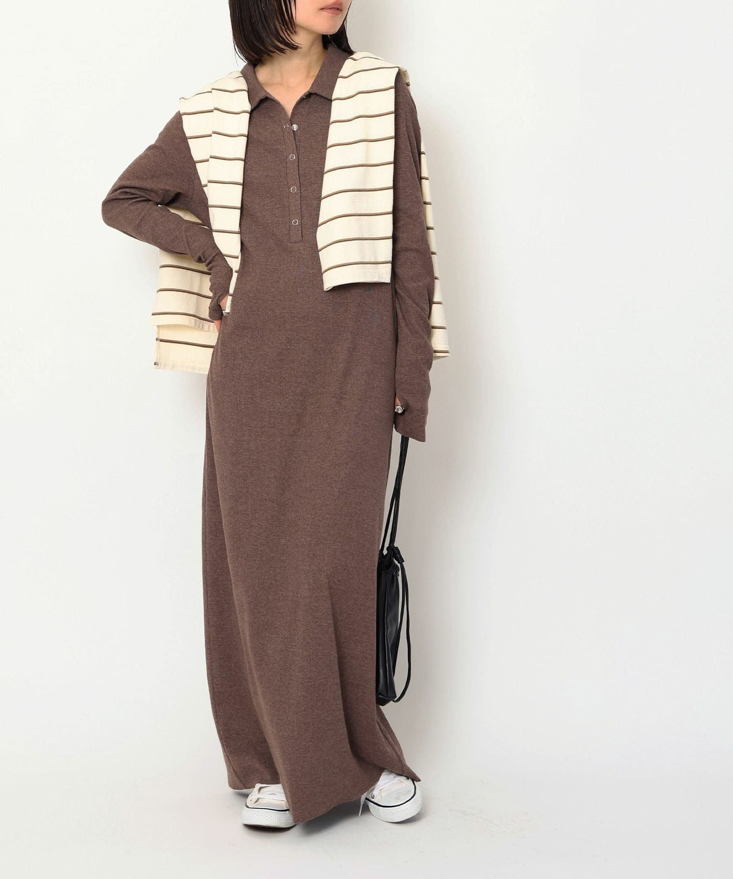 【新品・未使用‼️】NbyNaVY 東原亜紀　リブスヌード フリーサイズ　ブラウン ヘンリーネックリブワンピース | NOAHL(ノアル)公式通販