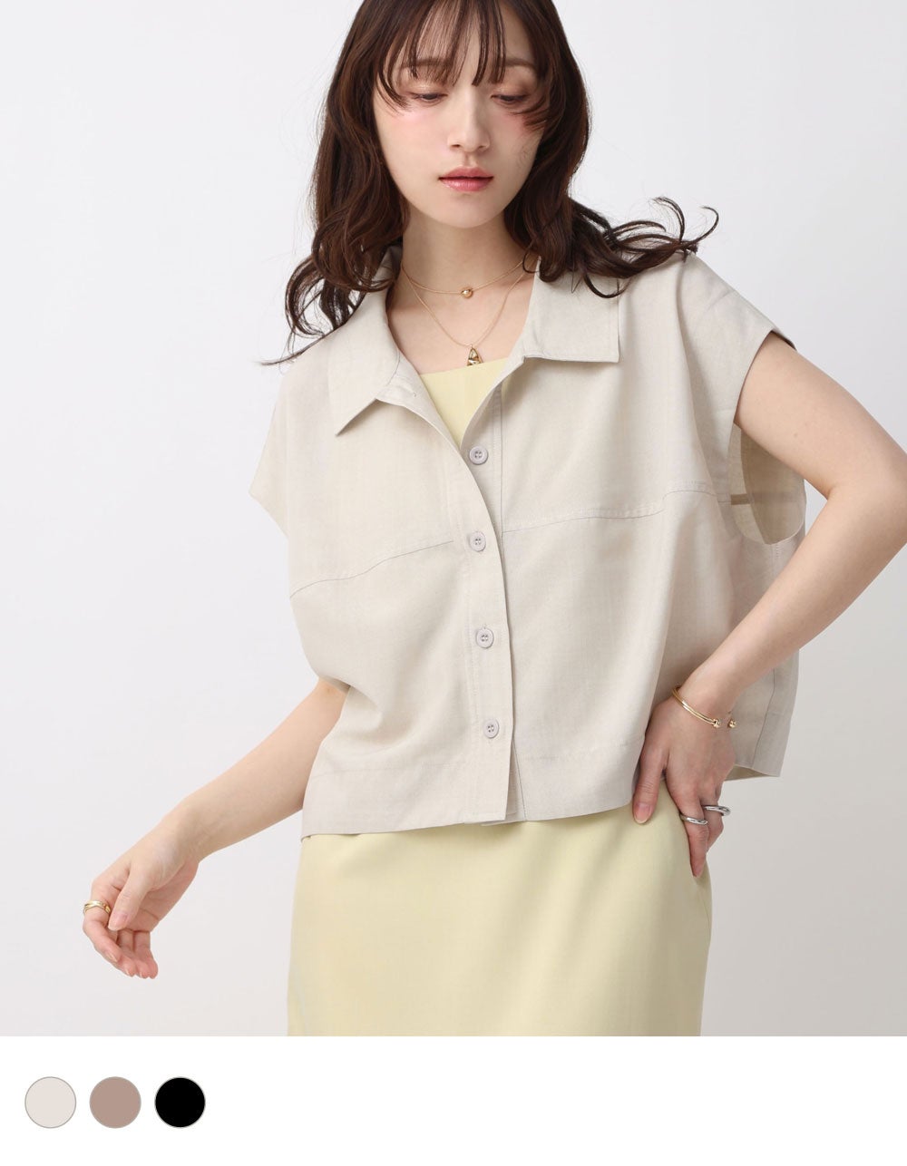 【新品・タグ付き】フレンチスリーブシャツ　BEIGE 胸ポケットフレンチスリーブシャツ ［Soiunique］ 通販【ニッセン】